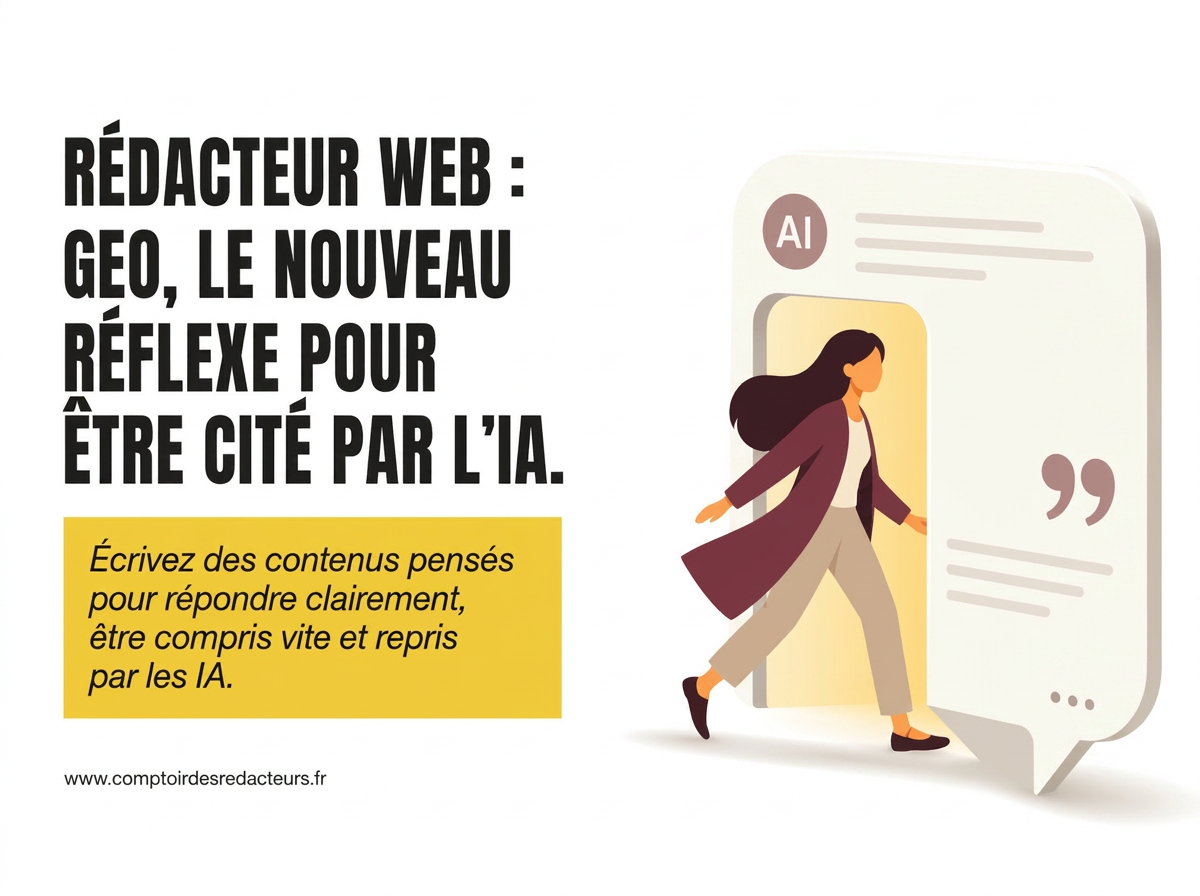 Rédacteur web GEO, la méthode pour être cité par l'IA en 2026
